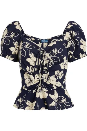 Ralph Lauren Blusa fruncida con estampado floral