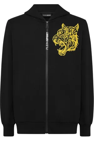Philipp Plein Hoodie con cierre y estampado de tigre