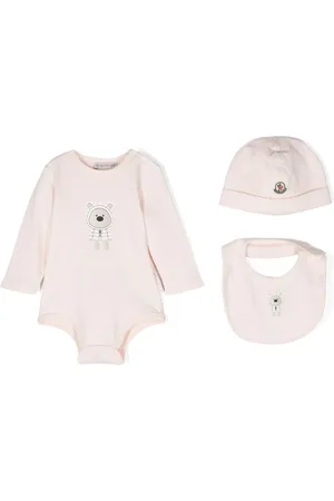 Moncler Set de tres mameluco con logo estampado