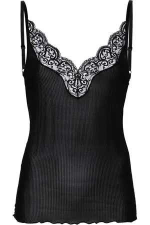 Saint Laurent Camiseta de seda con encaje
