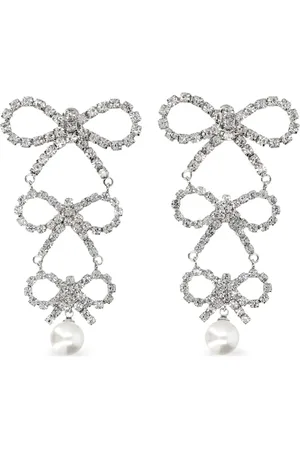 Self-Portrait Aretes a capas con moño de cristal