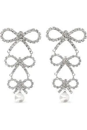 Self-Portrait Aretes a capas con moño de cristal
