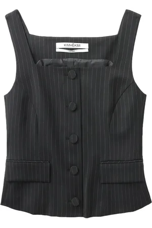 KIMHEKIM Top estilo corset con estampado de rayas diplomáticas