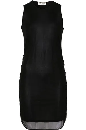 Saint Laurent Vestido corto fruncido
