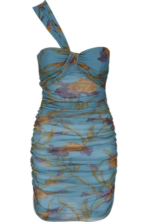 Saint Laurent Vestido con hombro descubierto y estampado floral