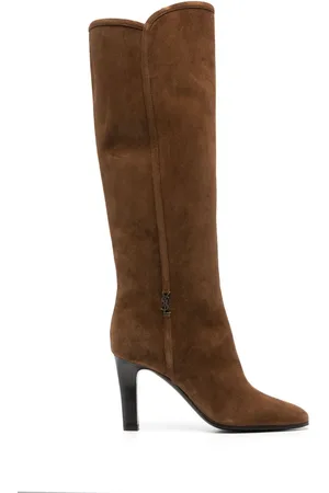 Saint Laurent Botas de gamuza con placa del logo