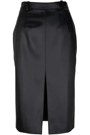 Saint Laurent Falda de seda midi estilo lápiz