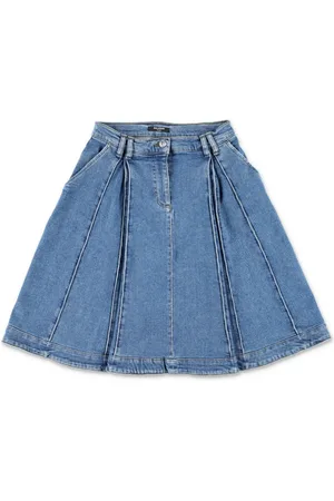 Balmain Falda de mezclilla plisada