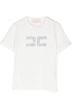 Elisabetta Franchi Playera con logo y detalles de cristal