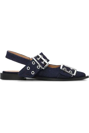 Ganni Flats de mezclilla con detalle de hebilla