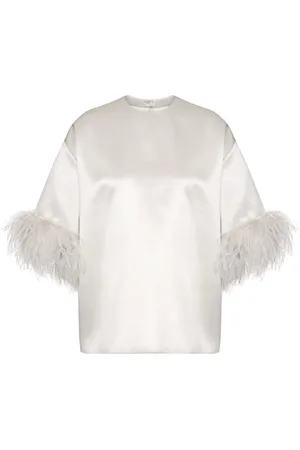 VALENTINO GARAVANI Blusa de seda con plumas en las mangas