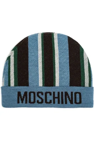 Moschino Gorro tejido con rayas y logo de intarsia