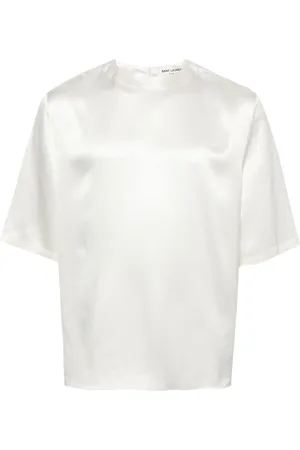 Saint Laurent Playera de seda satinada