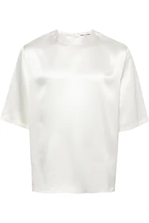Saint Laurent Playera de seda satinada