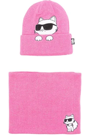 Karl Lagerfeld Set de gorro y mascada con logo estampado