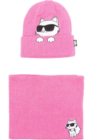 Karl Lagerfeld Set de gorro y mascada con logo estampado