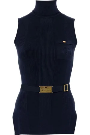 Elisabetta Franchi Top de canalé con cinturón