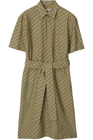 Burberry Vestido camisero con estampado de cuadros