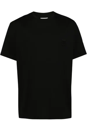 WOOYOUNGMI Playera metalizada con estampado gráfico