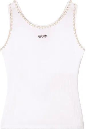 OFF-WHITE Top de canalé con detalle de perlas
