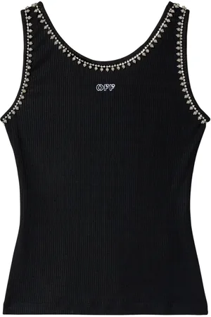 OFF-WHITE Top de canalé con detalle de perlas