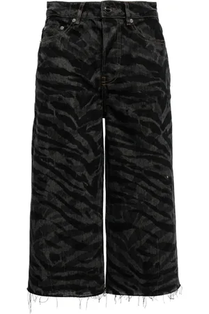 Ganni Shorts de mezclilla con estampado de cebra