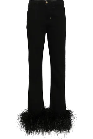 LOULOU Jeans con ribete de plumas