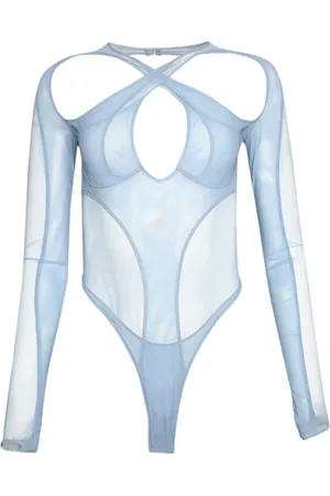 MUGLER Body manga larga con paneles transparentes