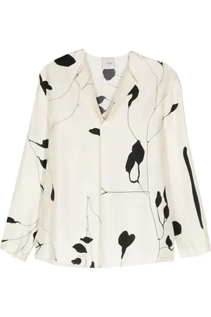ALYSI Blusa con hojas estampadas