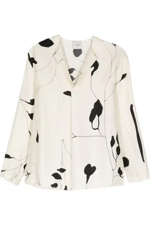 ALYSI Blusa con hojas estampadas