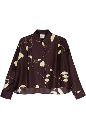 ALYSI Camisa con hojas estampadas