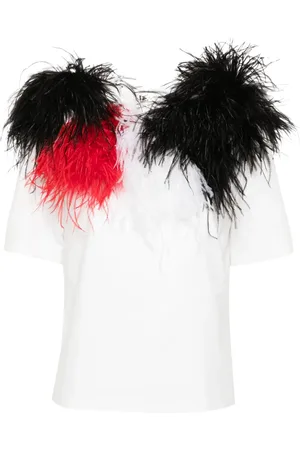 LOULOU Playera con detalle de plumas