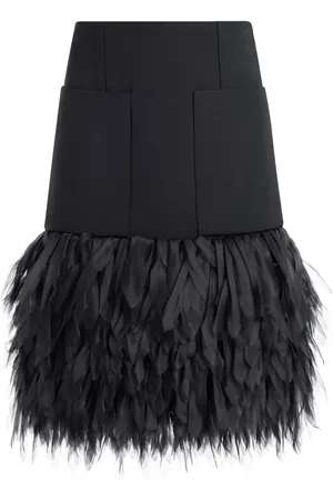 Stella McCartney Falda midi con detalle de plumas
