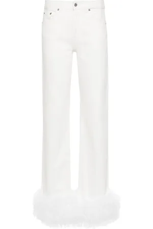 LOULOU Jeans con ribete de plumas