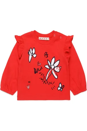 Marni Playera manga larga con volantes y estampado floral