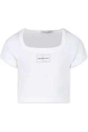 Calvin Klein Playera de canalé con parche del logo