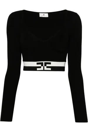 Elisabetta Franchi Top con logo en jacquard