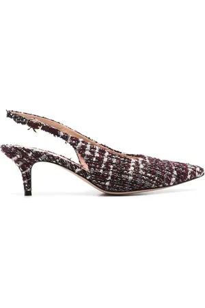 Gianvito Rossi Zapatillas de tweed con tira trasera y tacón de 55mm
