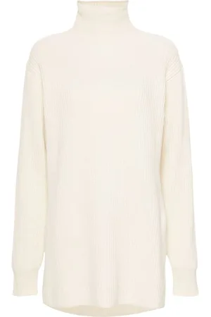 Jil Sander Suéter tejido de canalé con cuello de tortuga