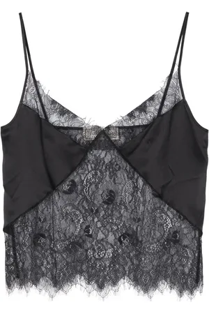 BLUMARINE Top de encaje con dobladillo festoneado