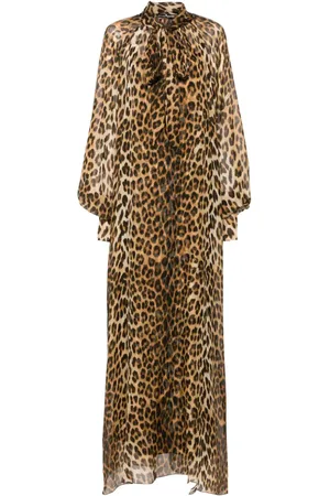ERMANNO SCERVINO Caftán de seda con capucha y animal print