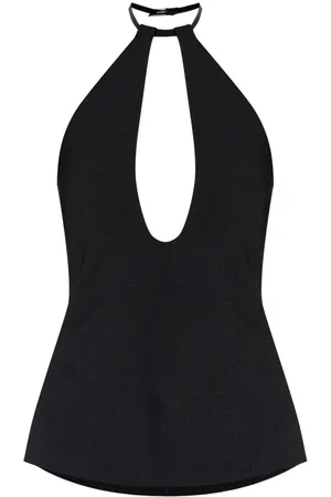 The Attico Blusa con cuello halter y hebilla