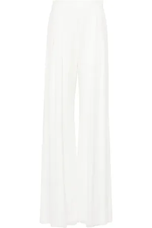 Max Mara Pantalones palazzo de seda con tiro alto