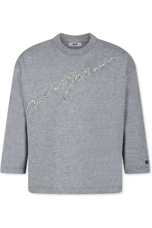 Msgm Playera manga larga con aplique del logo