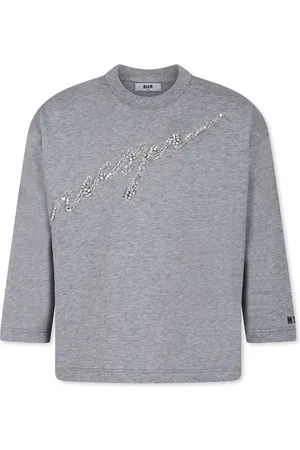 Msgm Playera manga larga con aplique del logo