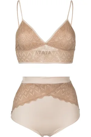 Lethicia Bronstein Set de dos piezas de lencería con panel de encaje
