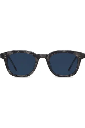 Thom Browne Lentes de sol con armazón rectangular estilo carey