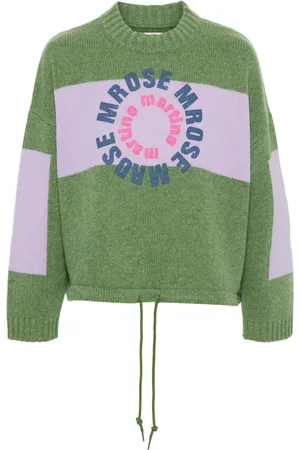 MARTINE ROSE Suéter tejido con logo estampado en intarsia