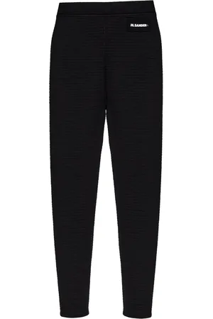 Jil Sander Leggins de canalé con parche del logo