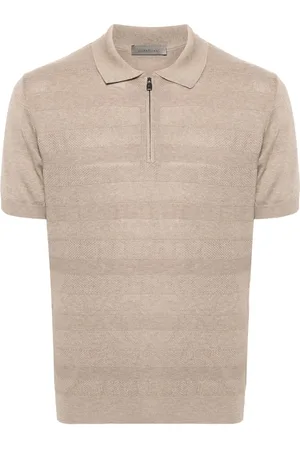 corneliani Playera tipo polo tejida de canalé